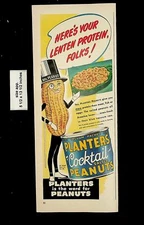 1949 Planters Cocktail Peanuts Salted Vintage Print Ad 20938