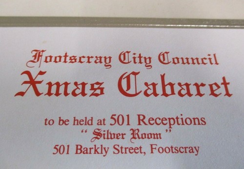 City of Footscray - Council Christmas Cabaret - Ticket - 501 Receptions - 1989 - Picture 3 of 5