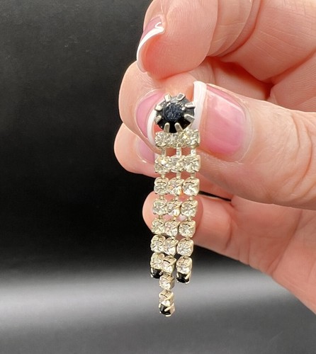 Vintage Black/Clear Rhinestone Necklace And Earring Set - Picture 10 of 10