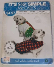 McCall's Dog Coats Pattern Sizes Small Medium Large Sew Simple 2 Styles Uncut