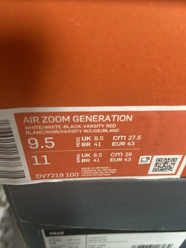Nike Air Zoom Generation 'The Debut' White Sneakers Size 9.5 DV7219-100 - Picture 6 of 6