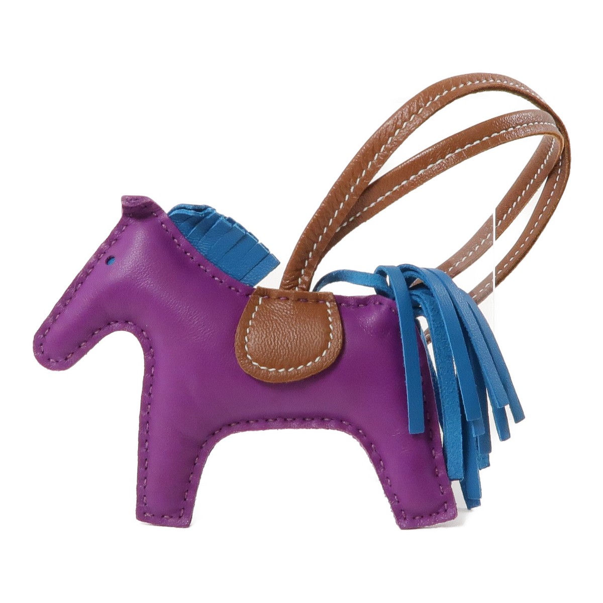 PONY BAG CHARM BLUE W/BROWN & PALE ROSE PONY BAG CHARM BLUE W/BROWN & PALE ROSE