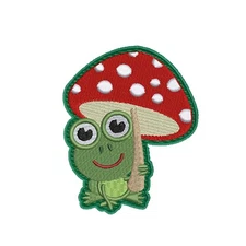 Frog and Mushroom Patch Embroidered Iron-on Applique Clothing Vest Jacket Jeans