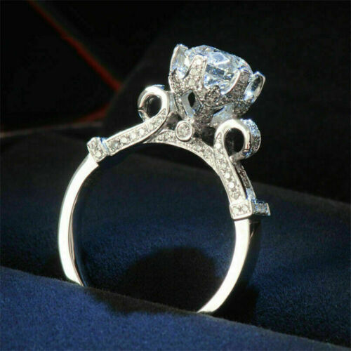 2,30 Kt Rund Diamant Braut Verlobungsring Hochzeit Ring Weißgold-Finish gr 54-62 - Bild 3 von 8