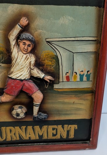 Letrero de pub publicitario de madera en relieve 3D grande vintage torneo de fútbol 24 pulgadas - Imagen 8 de 11