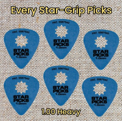 Everly Star-Grip Guitar Picks 6 Pack 1.00 Heavy Blue, Open Box New