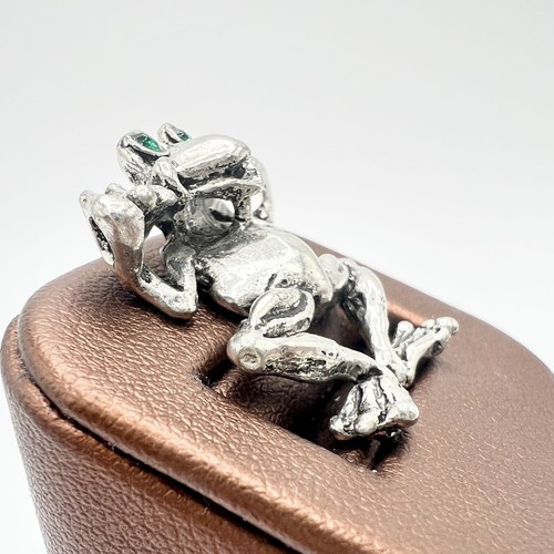 Comstock Zinn hängender Frosch grüne Strass Augen Anhänger - Bild 4 von 6