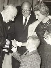CAPTAIN & THE KID Vintage Cruise Photo PROUD Mom & DAD TSS OLYMPIA HANDSHAKE
