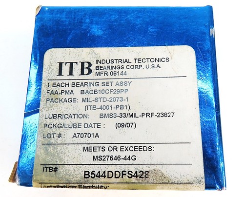Rodamiento aeroespacial ITB B544DDFS428 RBC ITB-4001-PB1 NUEVO EN CAJA - Imagen 2 de 9