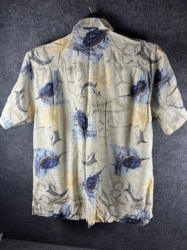 Newport Blue Short Sleeve Sailfish Floral Button Down Hawaiian Camp Shirt Large - Picture 2 of 8
