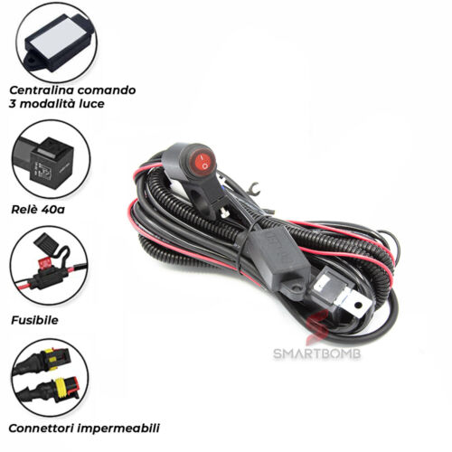 Motorrad Kabelbaum 3 Modi Licht Zusatzscheinwerfer + IP67 Taster + Sicherung  - Bild 1 von 8
