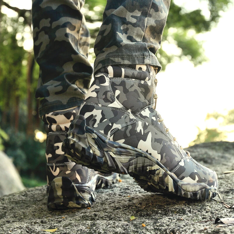 2022 Men's Tactical Boots Spring Waterproof Canvas Camo Hiking Boots