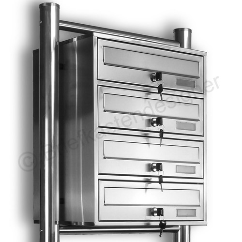 Kelvin® Edelstahl Stand Briefkasten mit Regendach Mailbox Briefkastenanlage - Bild 3 von 9