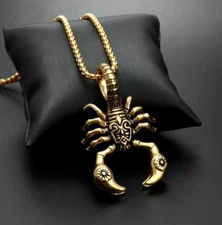 Men's Gold Animal Scorpion Pendant Necklace Chain Punk Gothic Retro Jewelry Gift