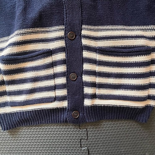 Lucky Brand Cardigan Sweater Shawl Collar Striped Pockets Indigo Blue Men Large - Picture 4 of 11