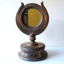 Antique Victorian Wooden Framed Shaving Mirror Tilting Free Standing 13"