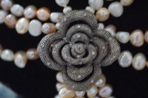 4 Strand Multi Color Cultured Pearl  15"-17" Pendant Necklace 925 Marcasite NWT - Picture 6 of 14