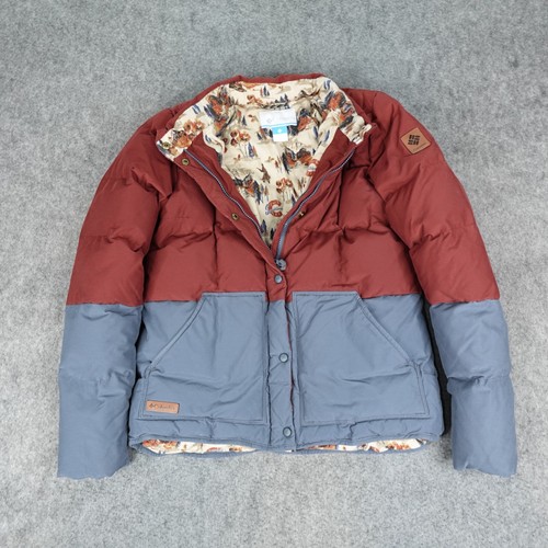 Columbia Jacket Womens Large Red Blue South Canyon Bluff Coat Flannel Lined - Picture 3 of 15