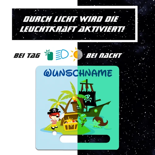 Piraten Folie Nachtleuchtend mit Wunschname für Toniebox Aufkleber Y031-14