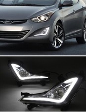 Pair Led Drl Daytime Running Driving Light Wturn For Hyundai Elantra 2014-2016
