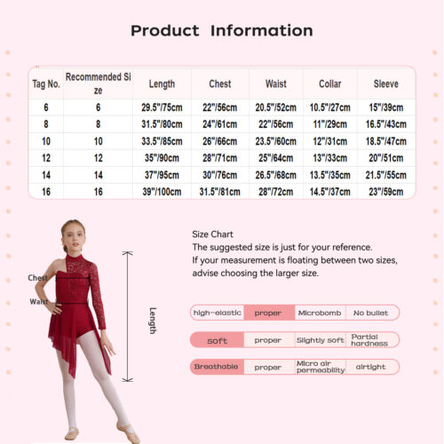 Girls Single Long Sleeve Lace Patchwork Lyrical Dance Dress Modern Dance Costume - Picture 50 of 60