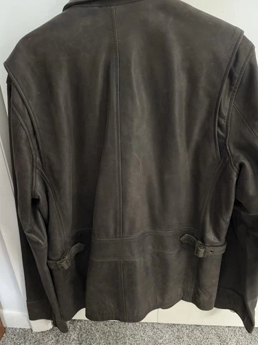 Eddie Bauer Men's Leather Jacket Brown - Full Zip- Large Tall image 3