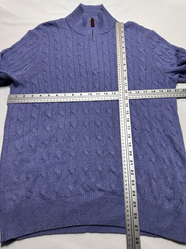 Polo Ralph Lauren Cable Knit Sweater Tussah Silk 1/4 Zip Men’s Large Preppy - Picture 6 of 9