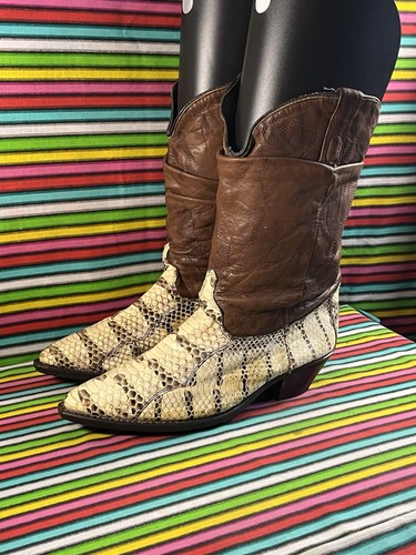 Vintage Women’s Dingo Cowboy Western Cowgirl Snakeskin Leather Slouch Boots 7.5 - Picture 12 of 20