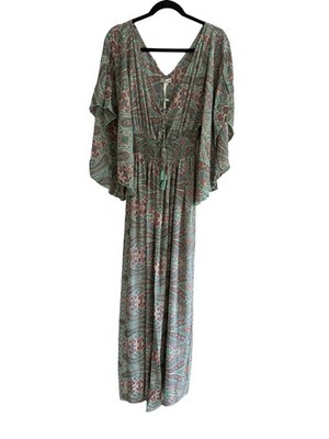 Karma Highway Boho Paisley Maxi Dress Smocked Waist Flowy Festival One Size S-L