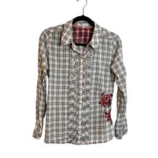 3J Workshop Johnny Was Embroidered Rose Shirt...