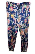 Johnny Was XL Vivienne Alice Jogger Floral Print Silk Satin Drawstring Pant 295