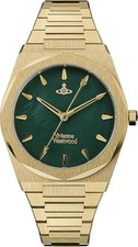Image of vivienne westwood limehouse VV244GRGD green dial brushed gold ladies 34mm watch