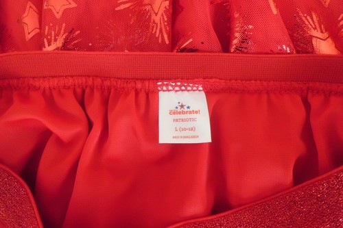 CELEBRATE GIRLS AMERICAN MESH SKIRT WITH LINING SIZE L 10-12 RED STAR PATTERN - Picture 4 of 6