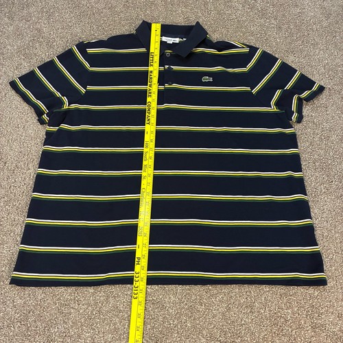 Polo deportivo Lacoste para hombre 4XL FR 9 azul camisa a rayas manga corta preppy - Imagen 4 de 5