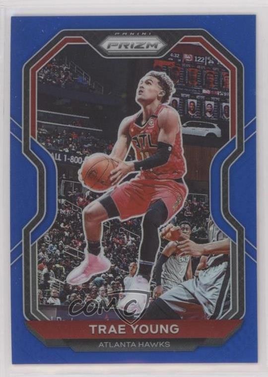 2020-21 Panini Prizm Blue Prizm /199 Trae Young #64 w6g