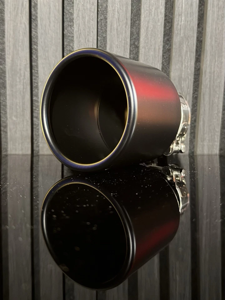 STAINLESS STEEL 304 MATT BLACK ROLLED EDGE 4” EXHAUST TIP UNIVERSAL - Image 2 of 4