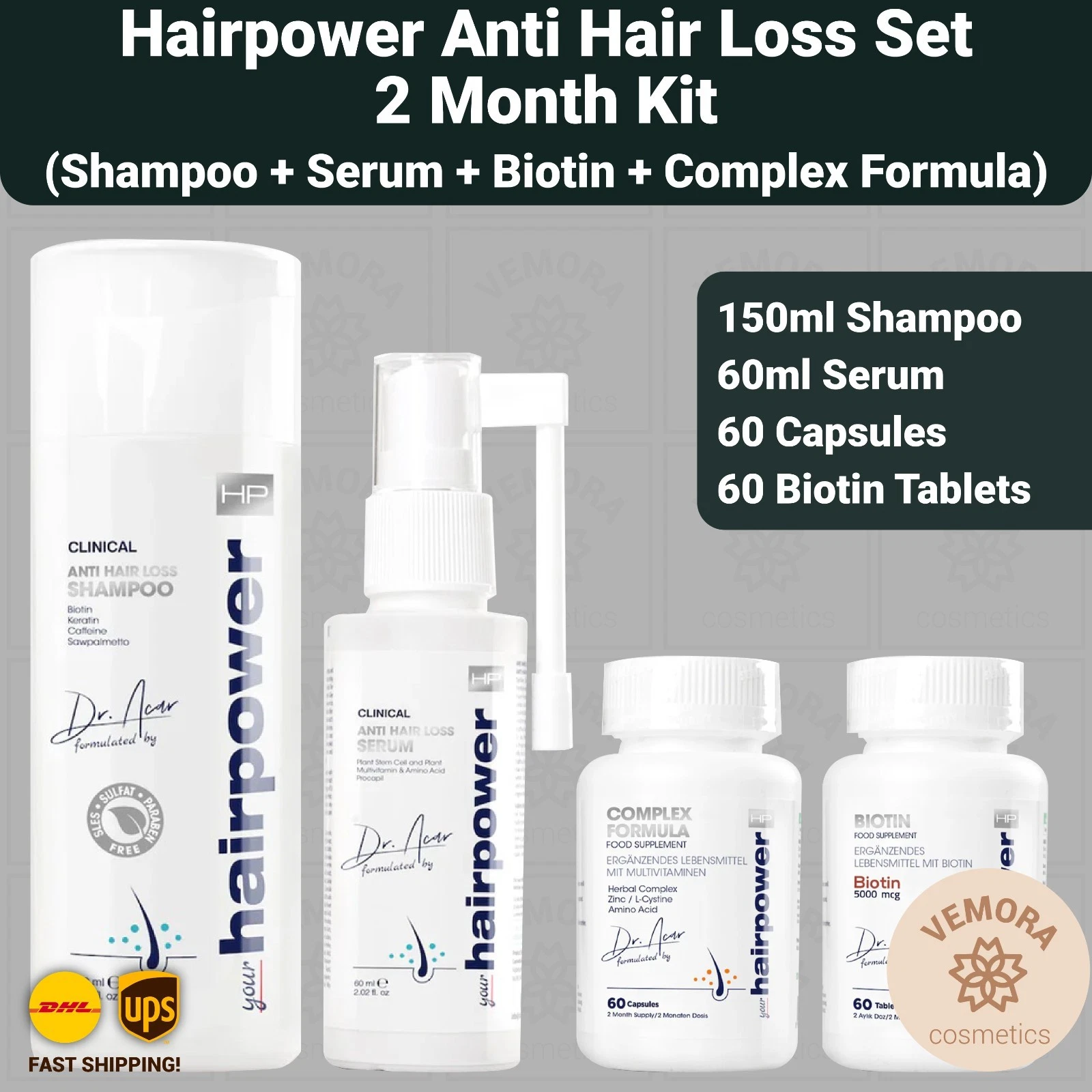 Hairpower Anti Hair Loss Set Shampoo Serum Complex Biotin Formula 2 Month Kit