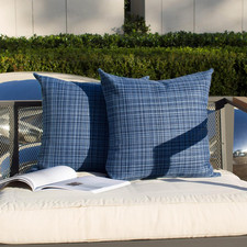 Pack of 2 Decorative Outdoor Waterproof Throw Pillow Covers Stripe Square Pillow