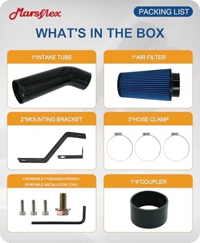 4 inch High Flow Cold Air Intake Kit w/ Heat Shield for Ford F250 1999-2003 Foto 3 de 4