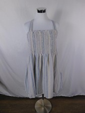 American Eagle 2XL Blue Striped Smocked Sundress Lined Cottagecore