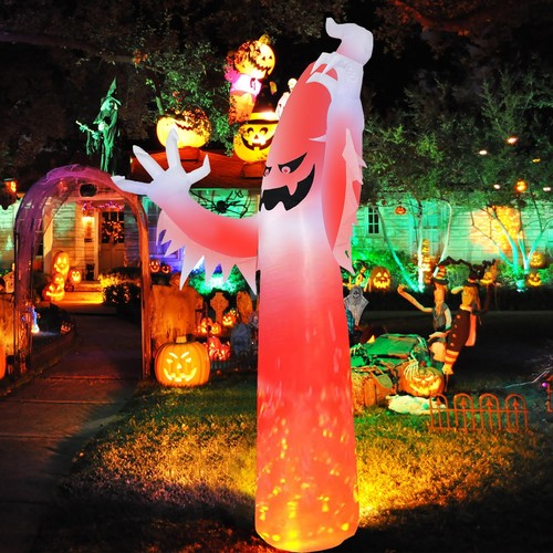 12 Fuß H Riesiger Halloween Aufblasbarer Geist mit Eingebauter Roter Feuerflamme LED Licht... - Bild 3 von 7