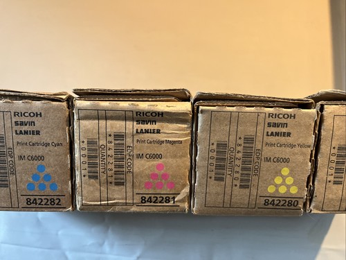 Genuine Ricoh IM C6000 CMYK 842279 842280 842281 842282 Toners Sealed Bags READ - Afbeelding 8 van 11