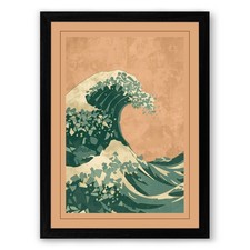 Cresting Wave Japandi Framed Wall Art Home Decor Ready to Hang