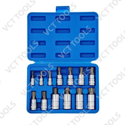 13pc Ribe Bit Socket Set   Cr-V Socket + S2 Steel Bit R4 R16 1/4'', 3/8'', 1/2'' Dr