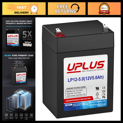 12V 5Ah Rechargeable AGM Battery - SLA Replacement for Garage Door Opener, Alarm