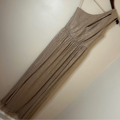 Dress the Population Kienna Shimmer Cutout Detail One-Shoulder Gold Gown NWT XS