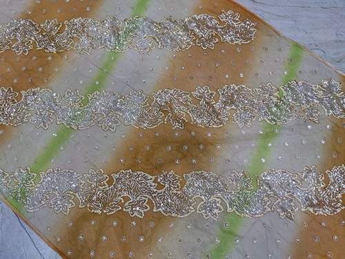 Klassischer indischer Dupatta langer Schal Pailletten Handstickerei Georgette Schleier Stola L - Bild 5 von 7