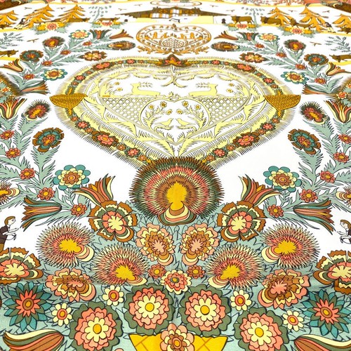 HERMES Carré 90 DECOUPAGES Bufanda Mantón Amarillo Multicolor Seda Sin Caja Etiquetas Raro - Imagen 3 de 5