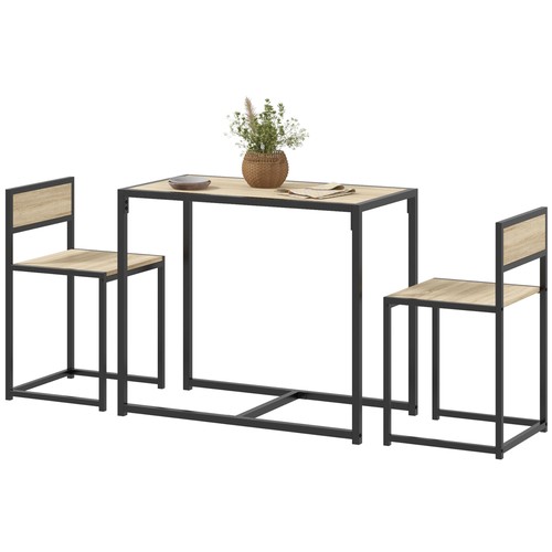 3-Piece Industrial Dining Table Set for 2 Kitchen Table and Chairs - Picture 4 of 11