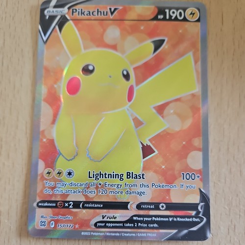 Pikachu V 157/172 Brilliant Stars Full Art Pokemon Karte Mint/NM